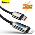 Baseus USB Type C - Lightning 20W fast charging data cable Power Delivery with display screen power meter 1m black (CATLSK-01).