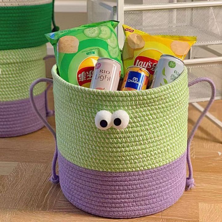 Cartoon%20round%20Fabric%20Storage%20Bucket%20Toy%20Desktop%20Storage%20Basket%20Woven%20Snack%20with%20Lid%20Storage%20Box%20Big%20Eye%20Monster%20-%20Image%202