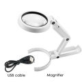Magnifying Glass Dual Use Table Lamp Bright Stand Non Slip Hand Held 8 LED Magnifier Lamp for Reading Crafting Repairing. 