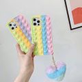 Love Heart Push Bubble Case For Iphone 14 13 12 Pro Max Mini 7 8 XR X Stress Reliever Toys Popits Silicone Phone Case Cover.