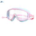 Swimming Goggles with Earplug Large Frame Professional Swim Goggles for Kids Pink Color Blue. 