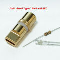 Diy Data Metal Usb Type C Connector With Led Charging Adapter Silver Gold Type-C Usb Metal Plug For Diy Cable.