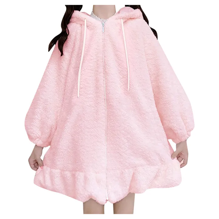 Hoodies%20Women%20Large%20Size%20Solid%20Zip-up%20Long%20Lantern%20Sleeve%20Hooded%20Rabbit%20Ears%20Lolita%20Cute%20Sweet%20Girls%20Harajuku%20Style%20Warm%20Baggy%20-%20Image%204
