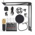 BM800 Professional Condenser Studio Record Microphone With Sound Card Live Microphone Package Phone & Computer.