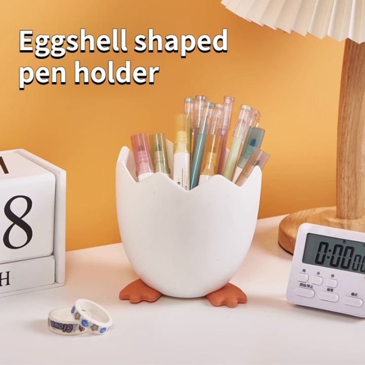 Kawaii Eggshell shape Pen Pencil Pot Pen Holder Stationery Storage Container Desk Organizer Cosmetic Storage Makeup Brush Bucket