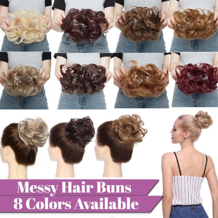Messy Hair Bun Hair Scrunchies Extension Curly Wavy Messy Synthetic Chignon for Women Hairpiece