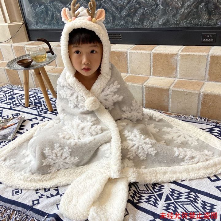 %E3%80%90Parent-Child%E3%80%91Winter%20Christmas%20Snowflake%20Multi-Functional%20Blanket%20Flannel%20Thickened%20Cape%20Shawl%20Cloak%20Student%20Nap%20Blanket%20-%20Image%205