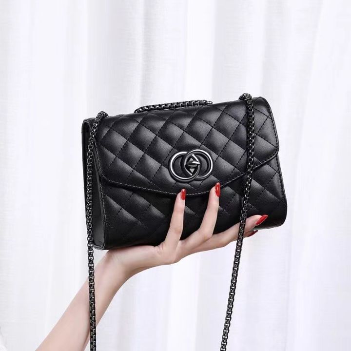 Bag Women's 2022 New Fashion Lingge Chain Bag Versatile Little Fragrance One Shoulder Crossbody Bag Soft Leather Handbag Bag