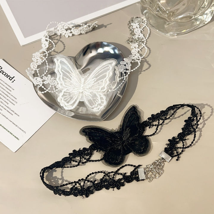 1/2Pcs%20Black/White%20Butterfly%20Lace%20Necklace%20Choker%20for%20Women%20Super%20Fairy%20Stereoscopic%20Butterfly%20Choker%20Fashion%20Accessories%20for%20Girls%20-%20Image%205