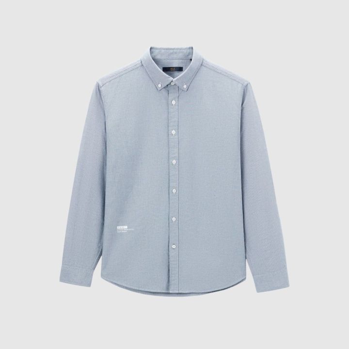 HLA/Hailan Home Soft Solid Color Casual Shirt2022Autumn New Cotton Washing Long Lining Men