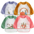 Cute Cartoon Baby Bibs Waterproof Infant Eating Bib with Pocket Children Drawing Long Sleeve Apron Kids Burp Cloth Baby Stuff. 