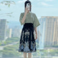 Cao Zhou Yuyue Women's Han Chinese Clothing Song Style Skirt Summer Daily Thin Mid-Length Printing Horse-Face Skirt. 