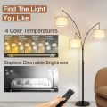 Floor Lamp, Dimmable Modern Black 3-light Arched High Floor Lamp, Bedroom, Office, Beige Lampshade, Floor Lamp. 