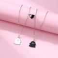 Lovecryst 2Pcs/set Cute Black and White Ghost Magnet Best Friend Necklace for Girls BFF Friendship Jewelry Gift.
