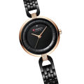 Curren 9052 Luxurious Brand Fashion Stainless Steel Wrist Watch for Women - Black. 