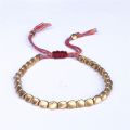 Handmade Tibetan Buddhist Braided Cotton Copper Beads Lucky Rope Bracelet For Women Thread Bracelets. 