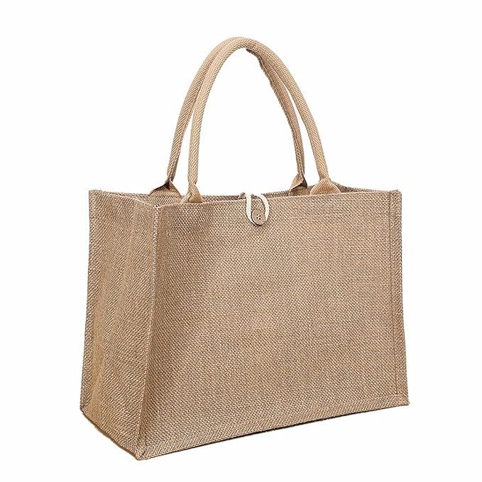 Jute Tote Bags Burlap Grocery Large Beach Bags for Women