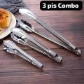 Indispensable - Stainless Steel BBQ Kitchen Cooking Food Serving Utensil Tong - 3pes Set - Tools, DIY & Outdoor - Modern and Trendy. 