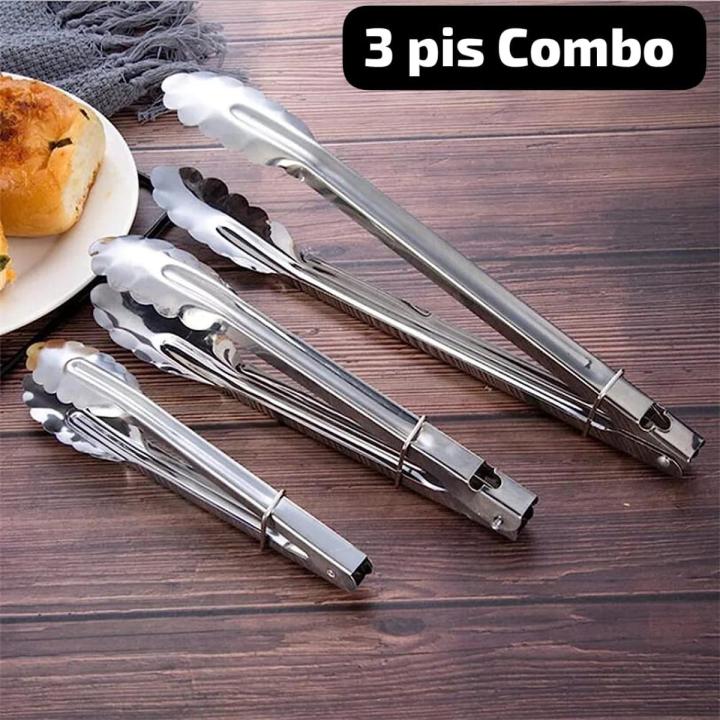 Indispensable - Stainless Steel BBQ Kitchen Cooking Food Serving Utensil Tong - 3pes Set - Tools, DIY & Outdoor - Modern and Trendy