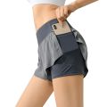 1Day Ship Women 2 In 1 Running Short With Pocket Elastic Waist Running Yoga Sports Shorts Gym Fitness Workout Short Sportswear.
