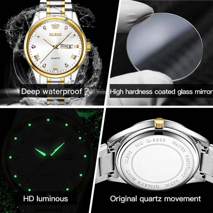 Olevs%205563%20Silver%20&%20Golden%20Two%20Tone%20Stainless%20Steel%20Analog%20Wrist%20Watch%20For%20Women%20-%20White%20&%20Silver%20-%20Elegant%20and%20refined%20class%20-%20Image%202