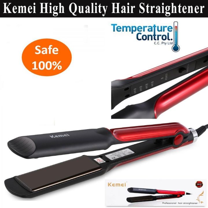 Kemei KM 531 Professional Hair Straightener Wet Dry Ceramic Coating Electric Hair Straightener Fast Heating Styling Tool Black Red - Hair Straightener - Hair Straightener