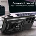 Fashions For Samsung Galaxy S25 S24 Ultra Case With Slide Lens Cover Rotating Ring Shockproof Stand Holder Phone Case for S25 S24 Plus.