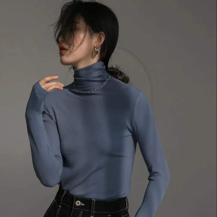 Large%20Size%20Women's%20Turtleneck%20Bottoming%20Shirt%20Winter%20All-Matching%20Students%20plus%20Velvet%20Thickened%20Black%20Heap%20Collar%20Long%20Sleeves%20ins%20Top%20-%20Image%209