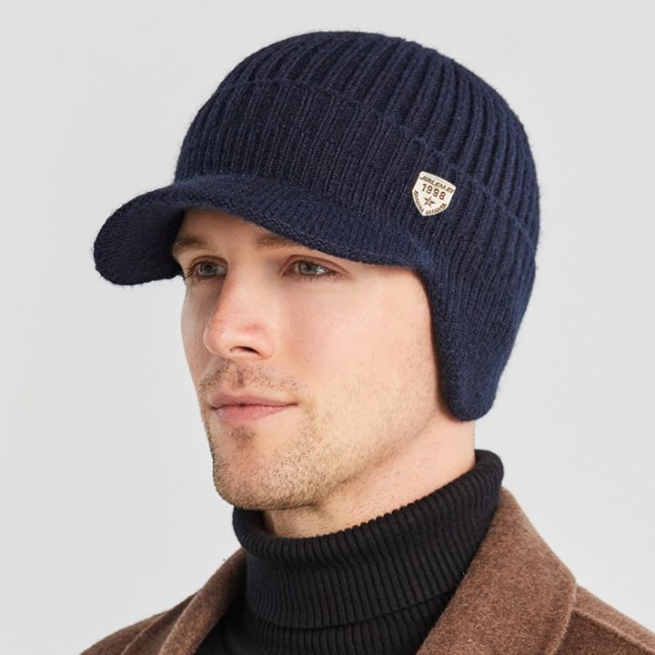 Men%20Winter%20Knitted%20Hat%20Outdoor%20Cycling%20Ear%20Protection%20Warmth%20Peaked%20Cap%20Casual%20Fashion%20Sunhat%20Bomber%20Hats%2056-61CM%20-%20Image%202