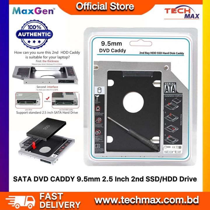 Universal Caddy 9.5mm SATA to SATA 2nd SSD HDD Hard Drive Caddy (Comparable Fit: 9mm) Support All Brand Laptop