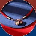 Bell s925 silver anklet for women 2022 new style national trend palace bell foot decoration handmade red rope animal year anklet.
