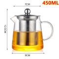 Upscaled Quality - 450ML/550ML/750ML Heat Resistant Glass Teapot Jug With Infuser Coffee Tea Leaf Herbal Pot - Innovative Design. 