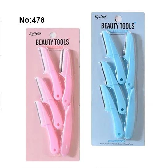 Keli Beauty 4pcs Eyebrow Razor - Pink & Blue