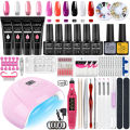 Nail Set Acrylic Nail Kit With LED Nail Lamp Dryer UV Gel Nail Polish Kit Manicure Art Tools Set Top Base Nail Drill Machine set FeeoiF. 