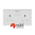 MK Made in Singapore LOGIC SLIMLINE 13A 3 Pin Flat Dual Outlet 2 Gang Socket with Switch Three 3Pin.