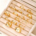 Enacolor Rings for Girls All Season Polished Alloy Irregular Geometric Open Ring Set – 15Pcs Fashion Jewellery. 