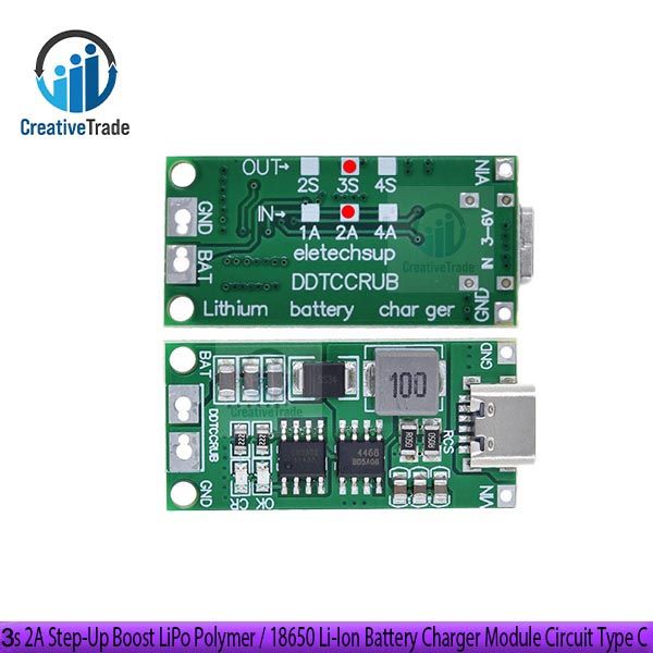 Multi-Cell 3s 2A Step-Up Boost LiPo Polymer / 18650 Li-Ion Battery Charger Module Circuit Type C