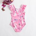 1-5 Years Girls Swimsuit One Piece 2022 Fashion Summer Bathing Suits Ruffle Sleeve Bikini Newborn Beach Costume Kid Clothes Sets. 