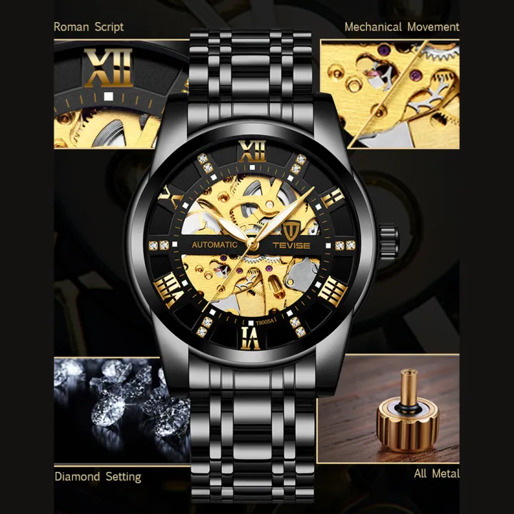TEVISE%20T9005A%20Automatic%20Skeleton%20Diamond%20Scale%20Luminous%20Men%20Mechanical%20Watch%20-%20Silver%20-%20Image%205