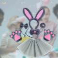 Bunny Costume Set Cosplay Nose Modern for Stage Shows Easter Themed Parties Gray 6pcs. 
