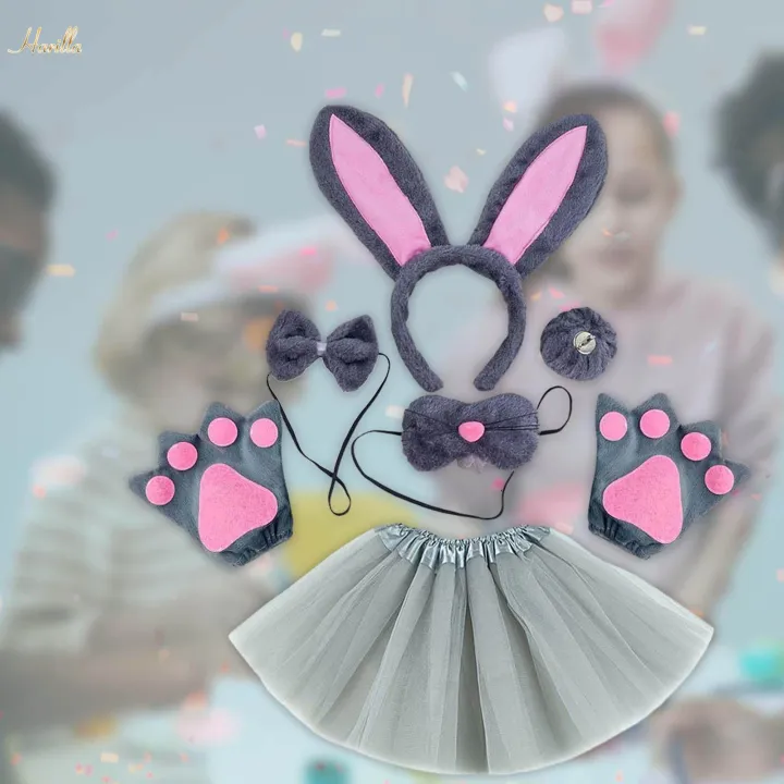 Bunny%20Costume%20Set%20Cosplay%20Nose%20Modern%20for%20Stage%20Shows%20Easter%20Themed%20Parties%20Gray%206pcs%20-%20Image%208