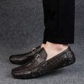 Crocodile Pattern Skin Loafer Shoes Men Slip-on Moccasins Handmade Man Casual Shoes Drive Walk Luxury Leisure.