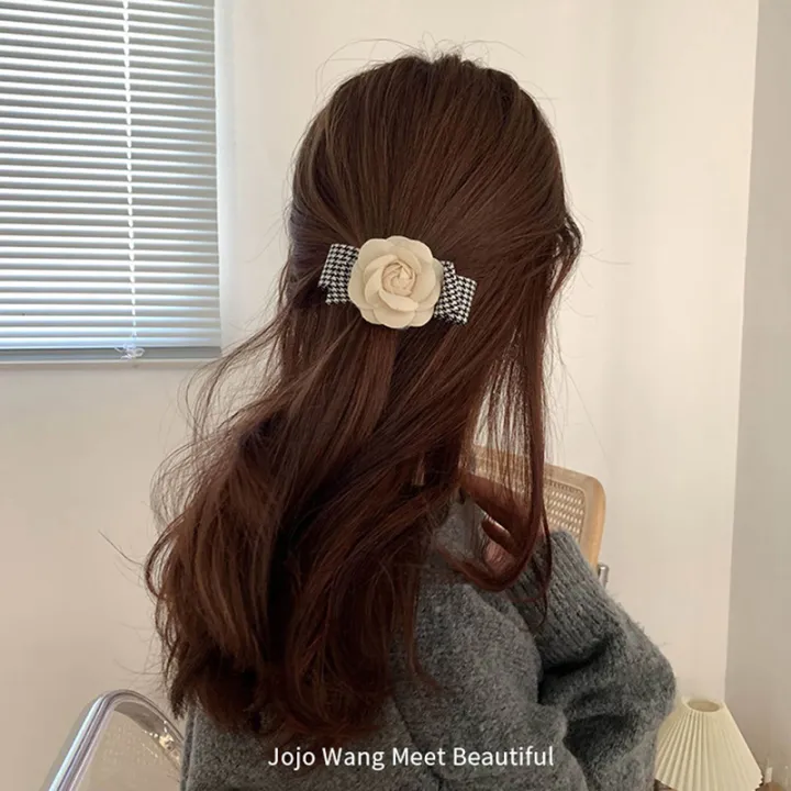 Camellia%20after%20the%20rain%20~%20Houndstooth%20small%20fragrance%20autumn%20and%20winter%20hairpin%20on%20the%20back%20of%20the%20head%20for%20women%20with%20big%20BB%20clip%20bangs%20clip%20large%20intestine%20hair%20tie%20-%20Image%202