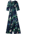 Amazon's new bohemian retro ethnic pattern resort V-neck loose maxi dress maxi dress. 