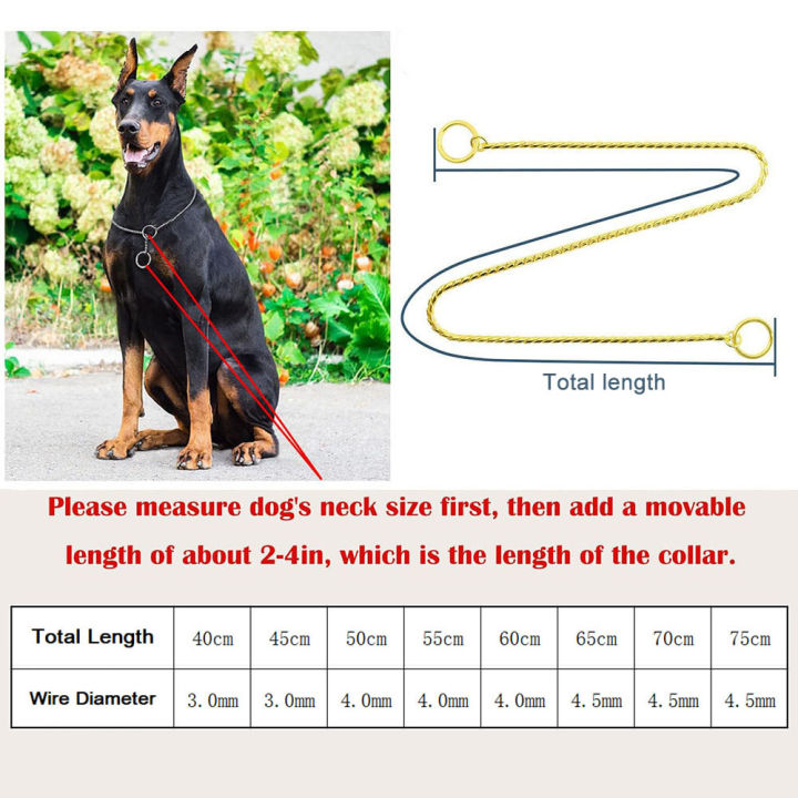 Dog Snake Chain Choke Collar P Chock Metal Chain Dog Collar Necklace Walking Training Pet Supplies for Small Medium Large Dogs