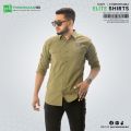 Men`s Cotton Olive Colour Casual Full Sleeve Shirt by PONNO BAZAAR. 