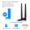 1800Mbps WiFi 6 USB Adapter 5G/2.4GHz USB3.0 Wi-fi Dongle Wireless 802.11ax Network Card High Gain Antenna For Windows 10 11.