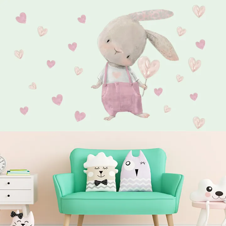 60%C3%9740Cm%20Cute%20Pink%20Rabbit%20Love%20Balloon%20Wall%20Stickers%20Poster%20Art%20Car%20Decal%20Kids%20Room%20Decoration%20Favors%20Wallpaper%201Pcs%20-%20Image%207