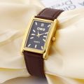 New Luxury Brand DQG Leather Strap Rectangle Quartz Watch Women Simple Business Dress Watches Gold Dial Watch Clock. 