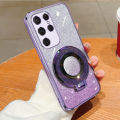 For Samsung Galaxy S24 Ultra S24 Plus Case Creative Bracket Transparent Fashion Soft Glitter Plated Fall Prevention for Galaxy S24 Plus S24 Ultra Back Cover.